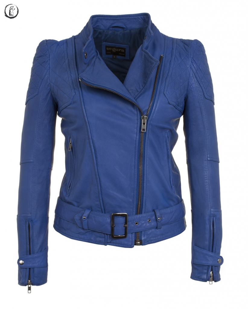 blouson cuir bleu